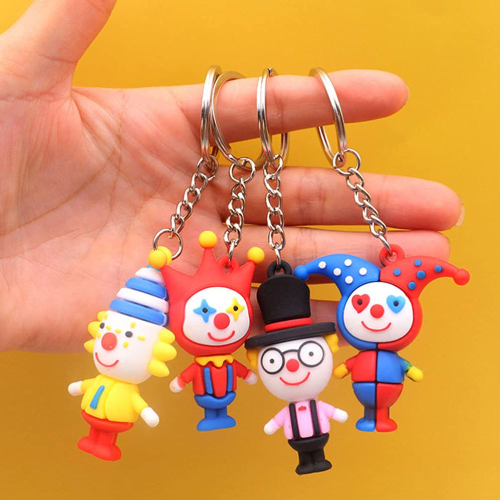 Clown Shape Key Chains Clown Doll Keychains Hand- made Keychains Pendant Backpack Charms, 12pcs
