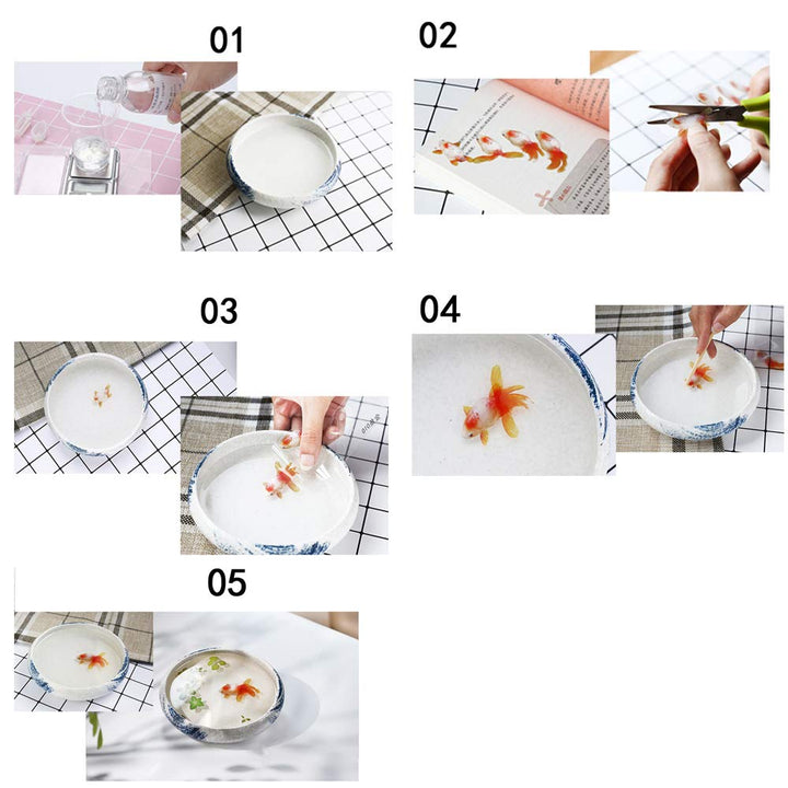 10 Sheets 3D Goldfish Koi Pond Clear Film Sticker Simulation Resin Decorative Sticker DIY Gold Fish Mold for Painting Jewelry Making - Big Fish