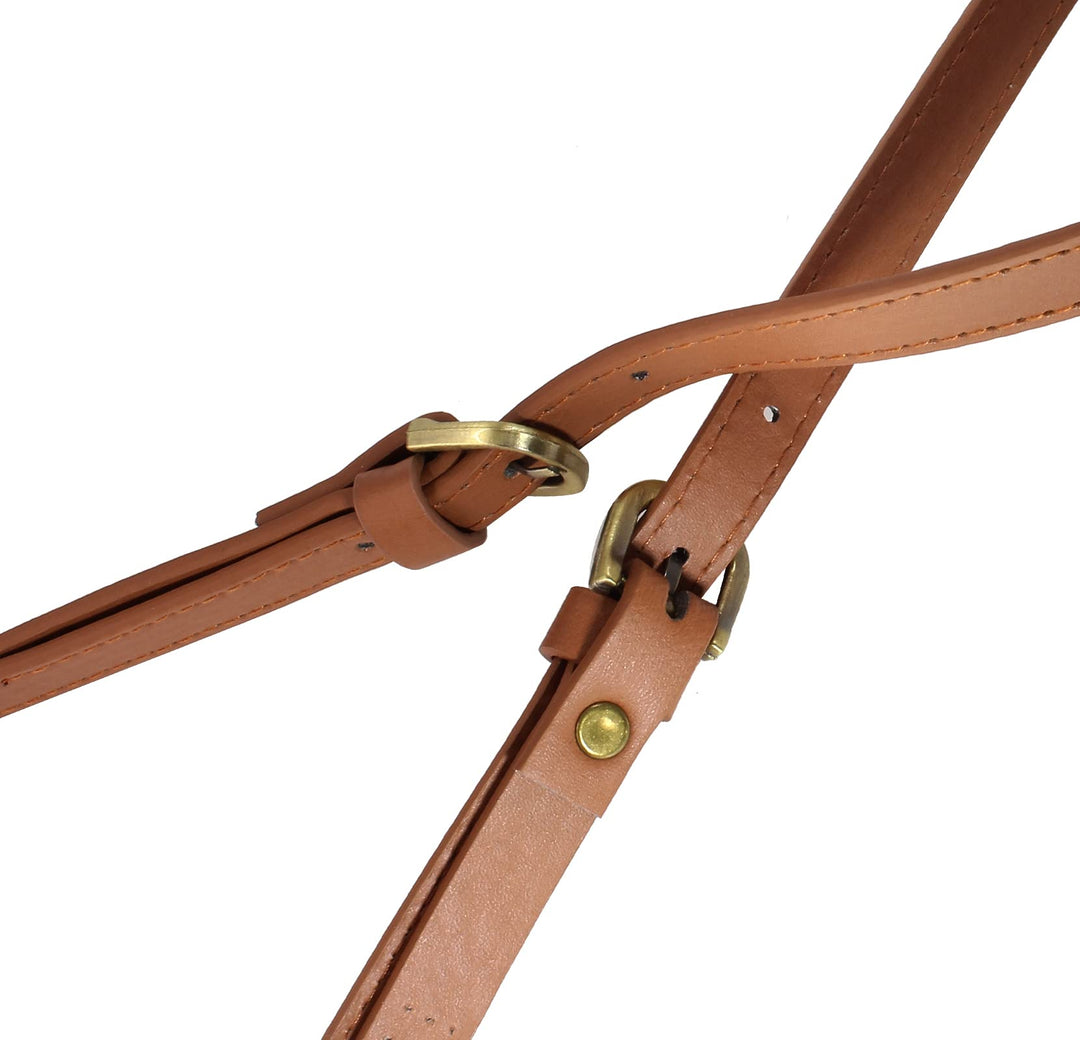 2 Pack 65cm to 71cm Adjustable Handbag Handles, Brown Leather Purse Strap Leather Shoulder Strap Purse Straps Replacement Purse Handles for Crossbody