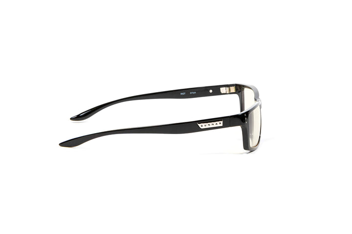 GUNNAR - Premium Gaming and Computer Glasses - Blocks 35% Blue Light - Riot, Onyx, Clear Tint, lens width: 57 mm | nose: 16 mm | frame width: 149 mm | temple: 140 mm |