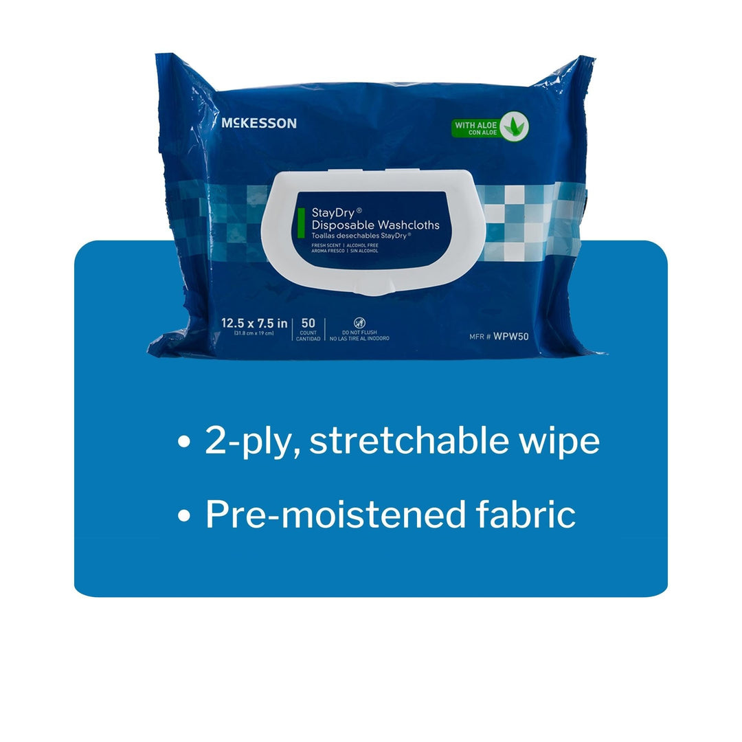 McKesson StayDryÃ‚® Disposable Washcloths with Aloe, 8 