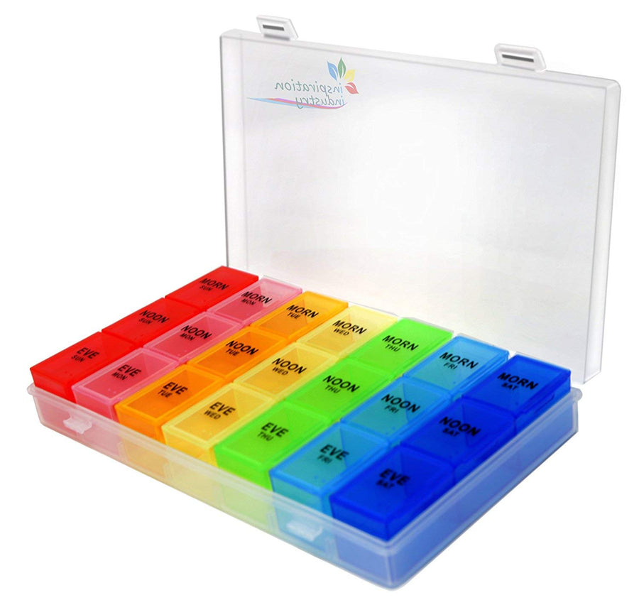 Rainbow Weekly Pill Organizer with Snap Lids| 7-day AM/