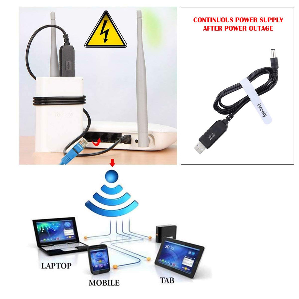 DC 5V to DC 12V USB Voltage Step Up Converter Cable Power Supply USB Cable with DC Jack 5.5 x 2.5mm or 5.5 x 2.1mm, USB 5V to DC 12V Cable 3ft
