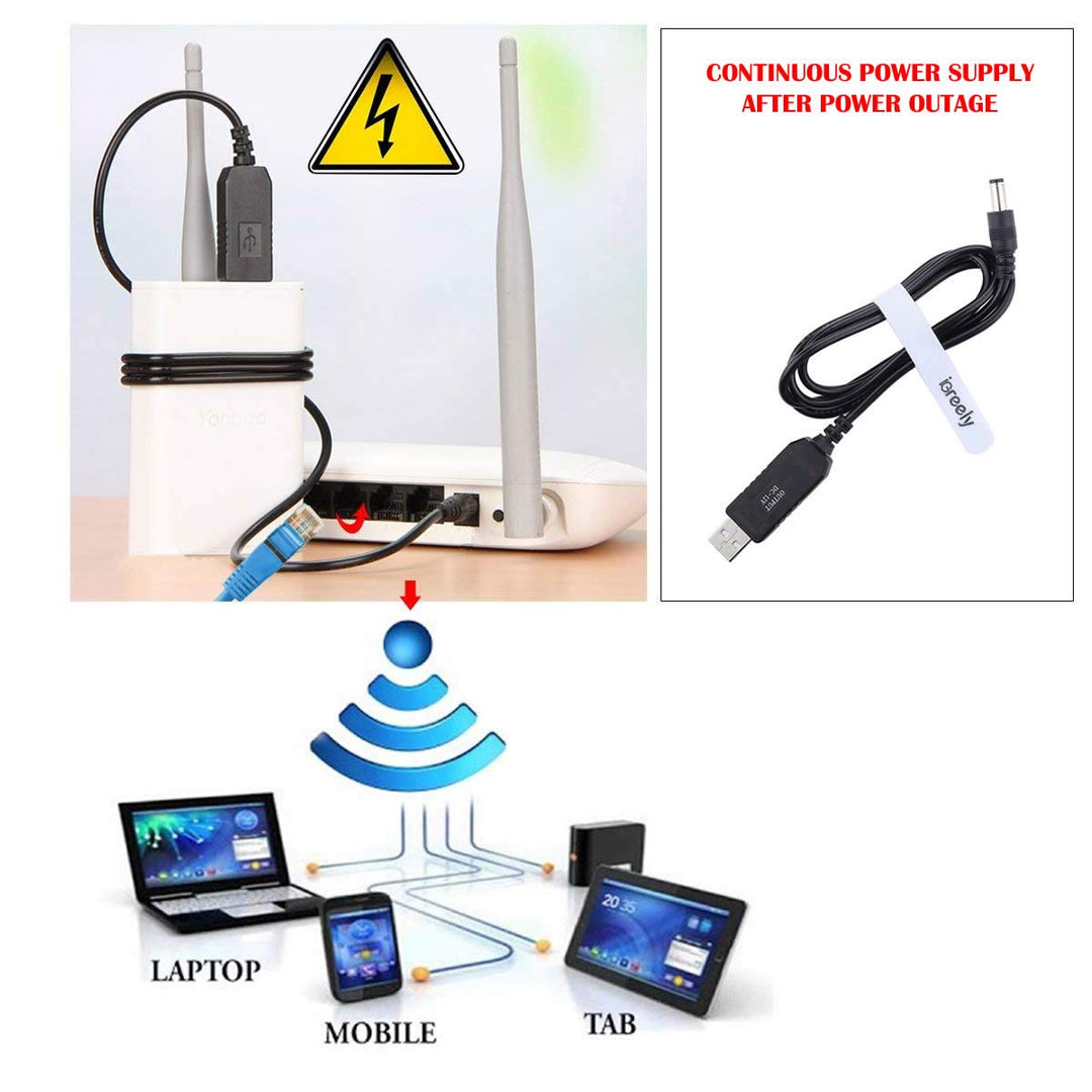 DC 5V to DC 12V USB Voltage Step Up Converter Cable Power Supply USB Cable with DC Jack 5.5 x 2.5mm or 5.5 x 2.1mm, USB 5V to DC 12V Cable 3ft