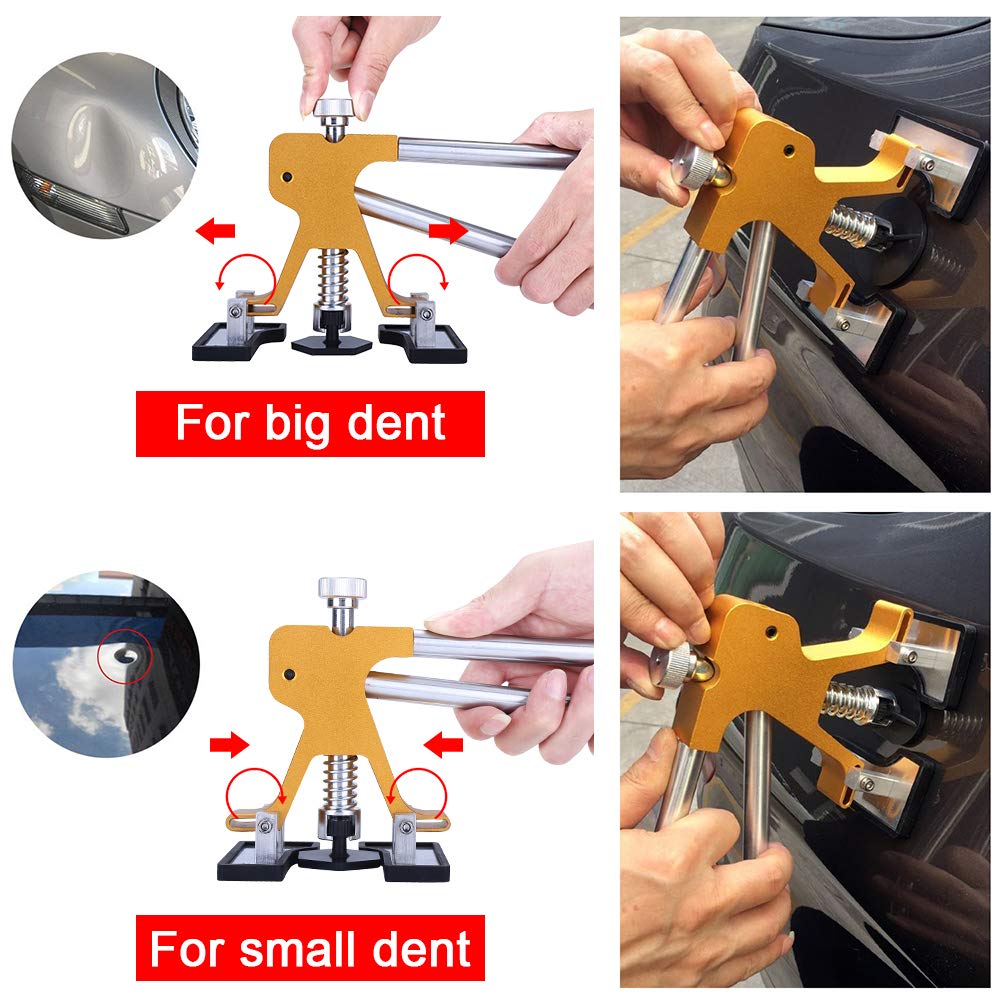 Paintless Dent Puller – Golden Dent Puller Kit, 35pcs Dent Remover Tools with Adjustable Width Dent Repair Tools for Car, DIY Auto Body Dent Repair