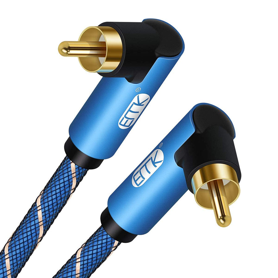 EMK 90 Degree Subwoofer Cable, RCA Cable Male to Male D