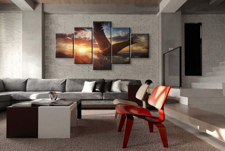 5 Piece Animal Wall Art Animal Posters Animal Print Eagles Decor Eagles Poster Eagles Wall Decor Animal Canvas Wall Art Animal Art Animal Canvas Eagle Wall Art for Living Room Decor (60&#39;&#39;W x 32&#39;&#39;H)