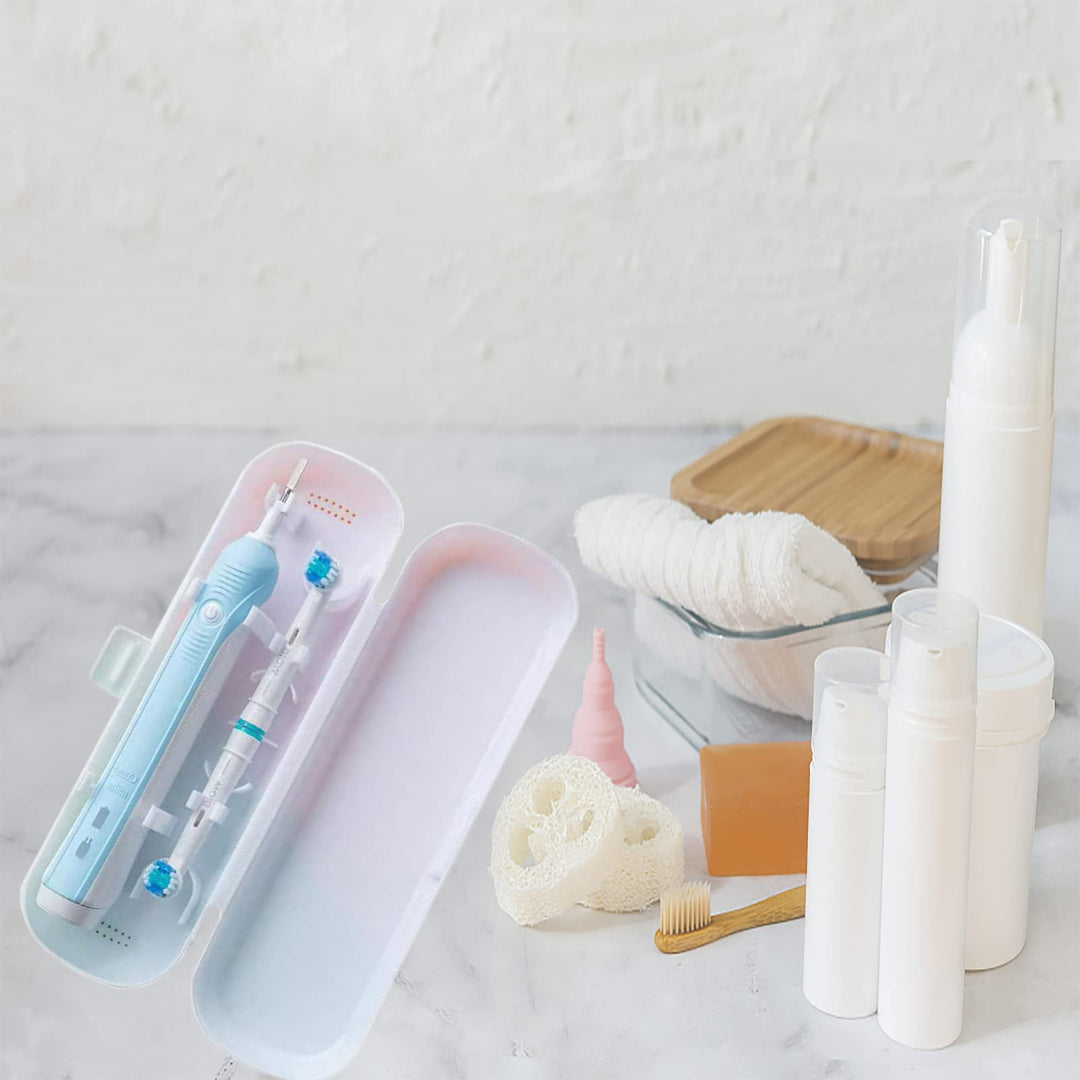 2 Pcs Electric Toothbrush Travel Case, Portable Travel Toothbrush Holder for Electric Toothbrush Set (White and Black)