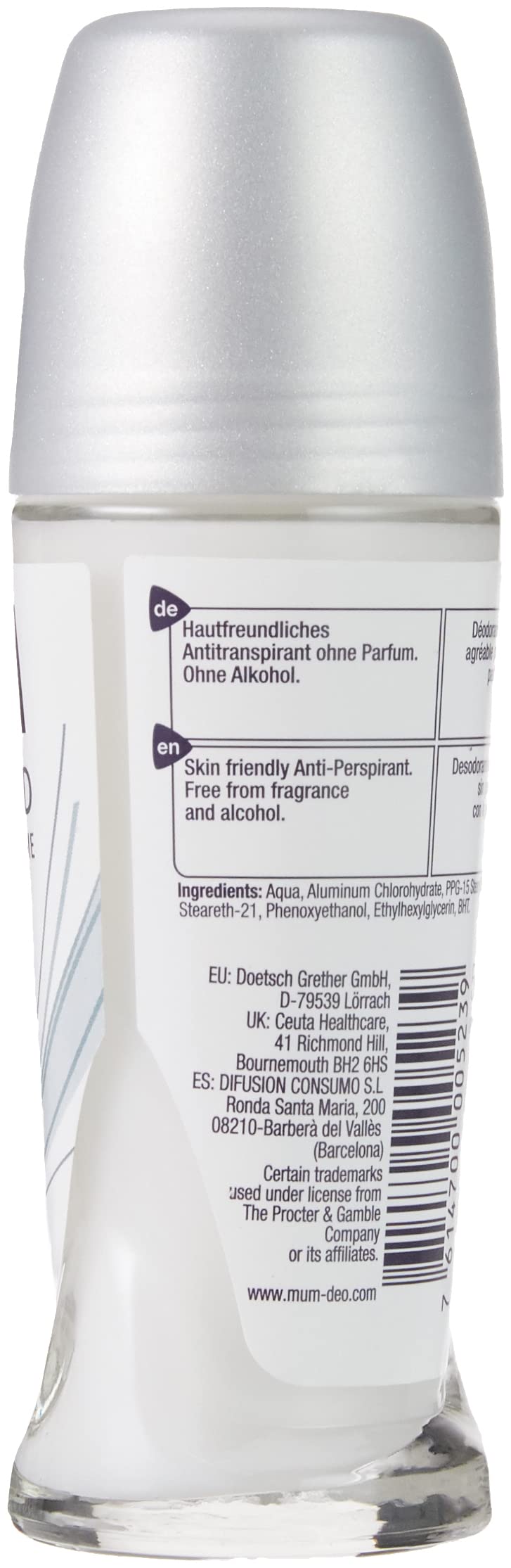 Mum Unperfumed Roll On antiperspirant 50ml