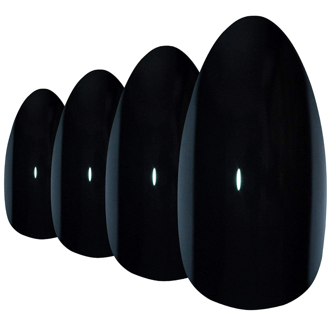 Almond False Nails Fake Stiletto Black Acrylic 24 Long Tips with Glue