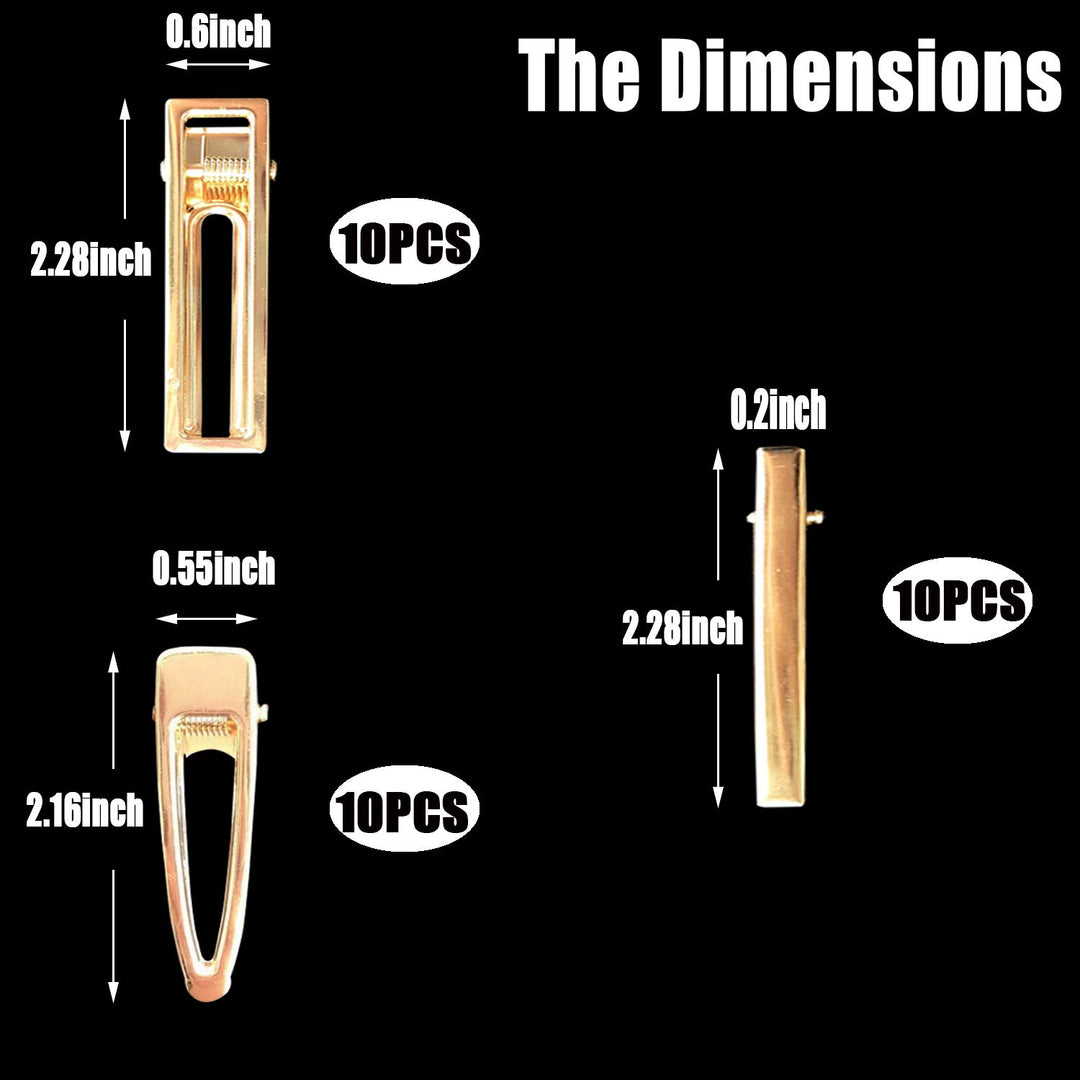 60PCS Metal Hair Clips Including Alligator, Water Drop, and Long Strip Designs for Resin Molds, DIY Accessories for Resin Art Crafts