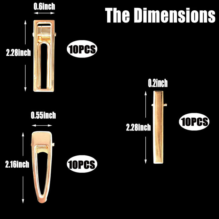 60PCS Metal Hair Clips Including Alligator, Water Drop, and Long Strip Designs for Resin Molds, DIY Accessories for Resin Art Crafts