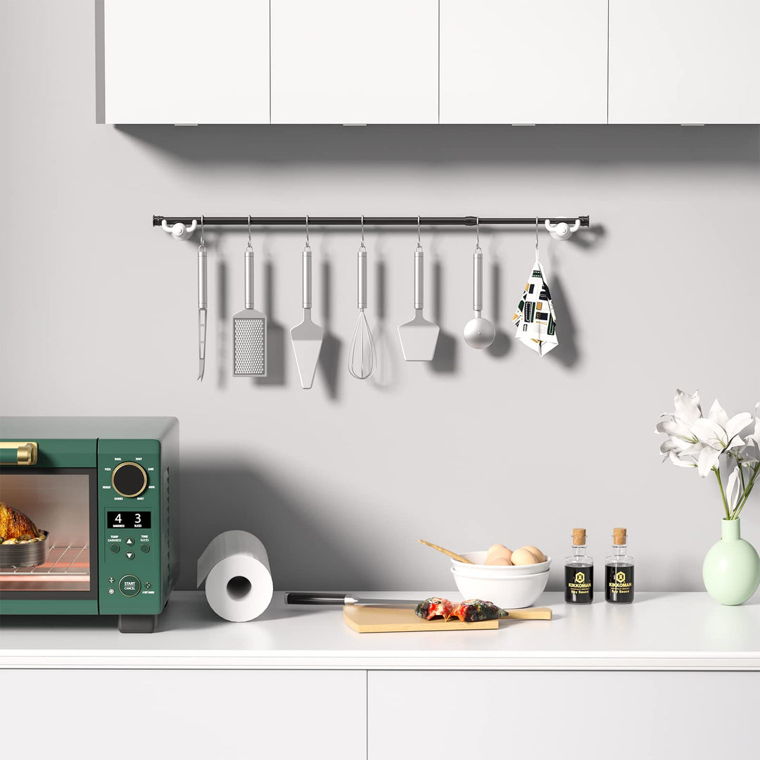 Spring Tension Curtain Rods Short Tension Rod (Black, 16 to 28-3Pcs)