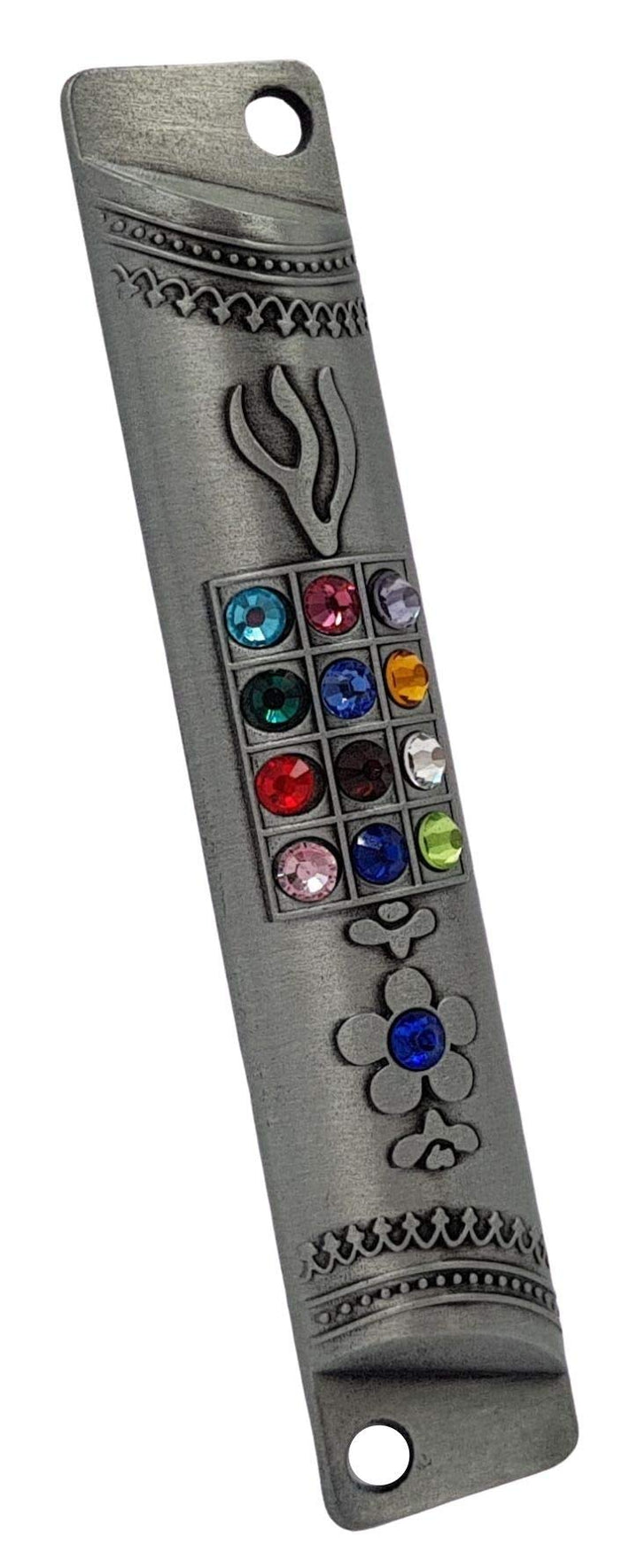 TALISMAN4U Pewter MEZUZAH CASE with Scroll 12 Tribes of