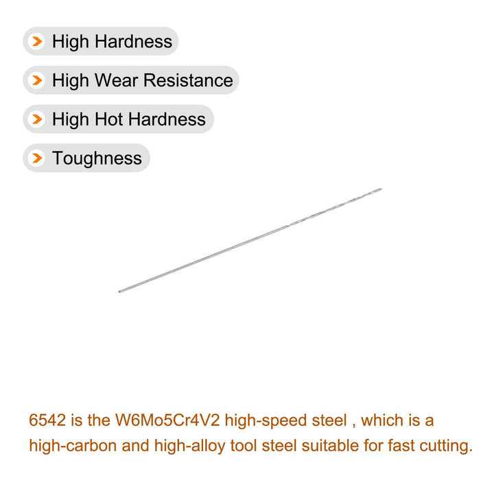 10 Pcs 0.2mm HSS(High Speed Steel) W6542 Micro Drill Bits, Fully Ground Jobber 21mm Length Drill Bit for Mild Steel Copper Aluminum