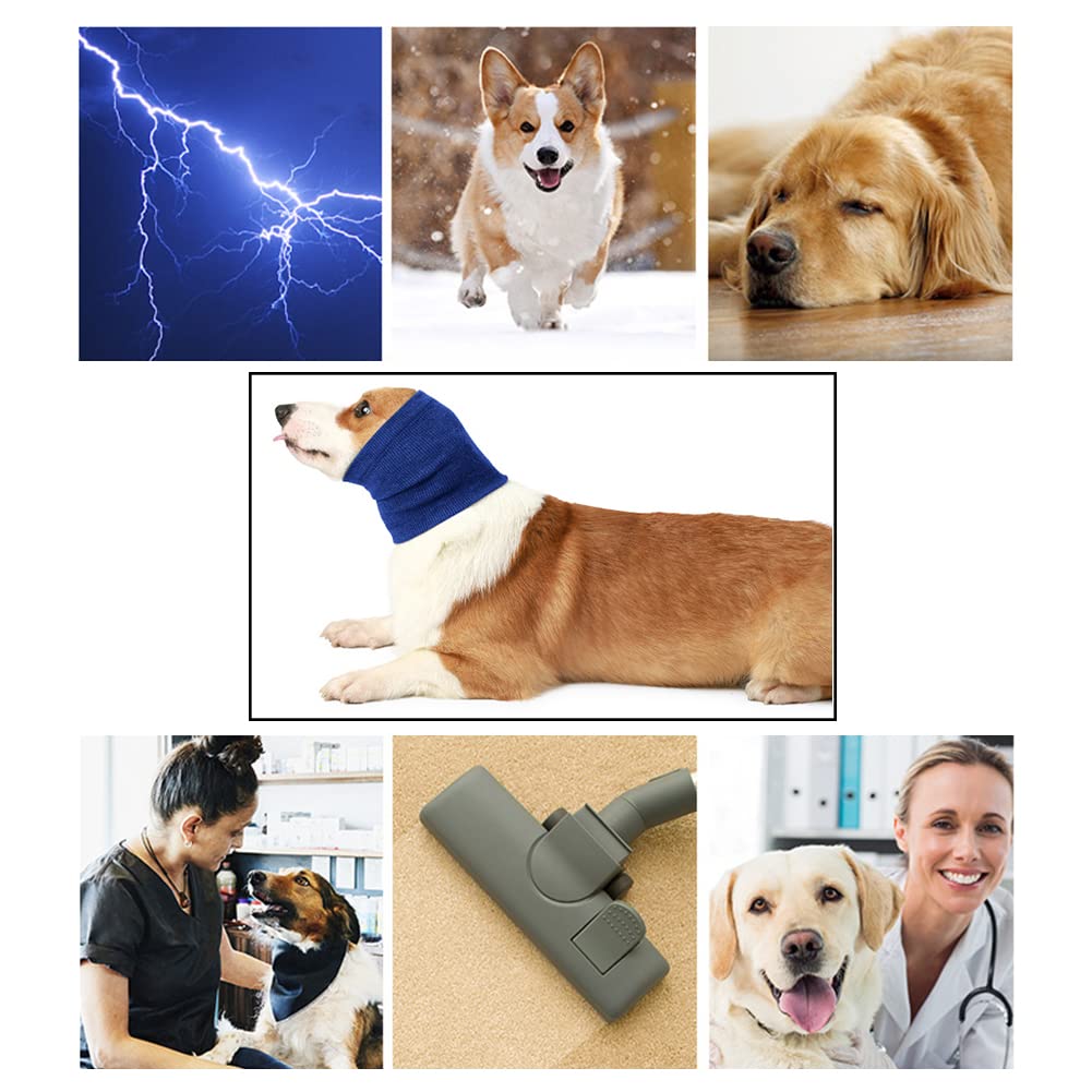 Pet Hoodie, Dog Snood Dog Neck and Ears Warmer Pet Dog Comforting Headgear Anti-Fright Doggie Ear Muffs Thunder Dog Ear Muffs Noise Protection for Anxiety Relief Calming,Blue M