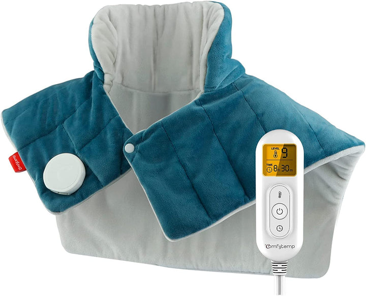Comfytemp Weighted Heating Pad For Neck And Shoulders, 2.2Lb Large Electric Heated Neck Shoulder Wrap For Pain Relief - 9 Heat Settings, 11 Auto-Off With Countdown, Stay On, Backlight - 19X22