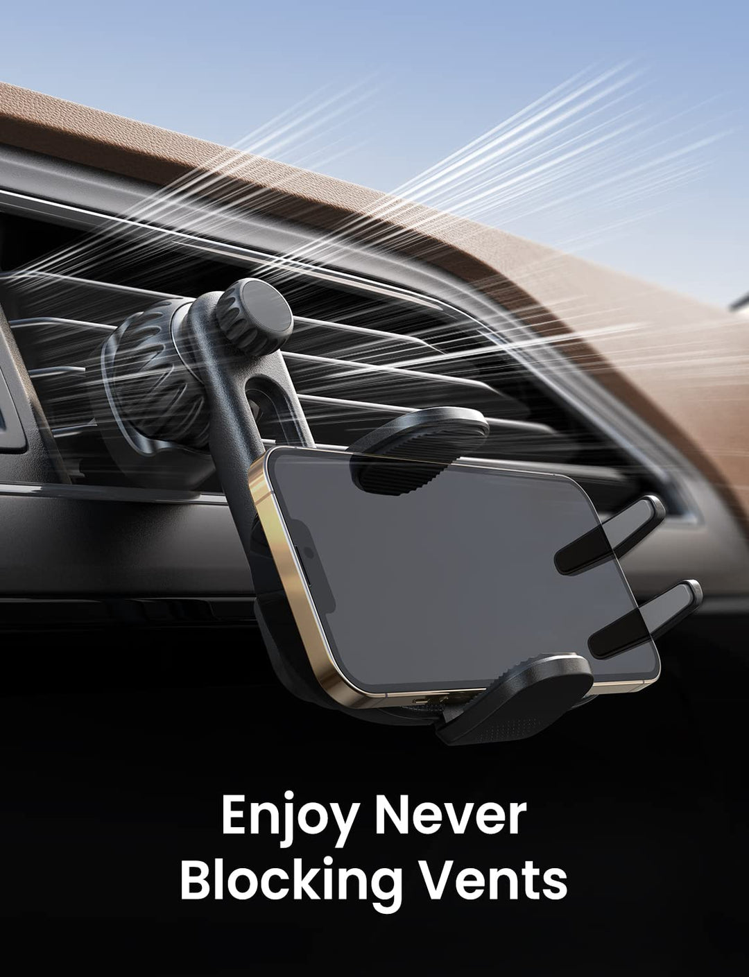 Cell Phone Car Mount for iPhone [Enjoy Never Blocking], Universal Car Phone Holder Vent Phone Mount for Car [2 Hook Kit] Hands Free Phone Car Mount Fits iPhone 16 15 Pro Max Plus Samsung