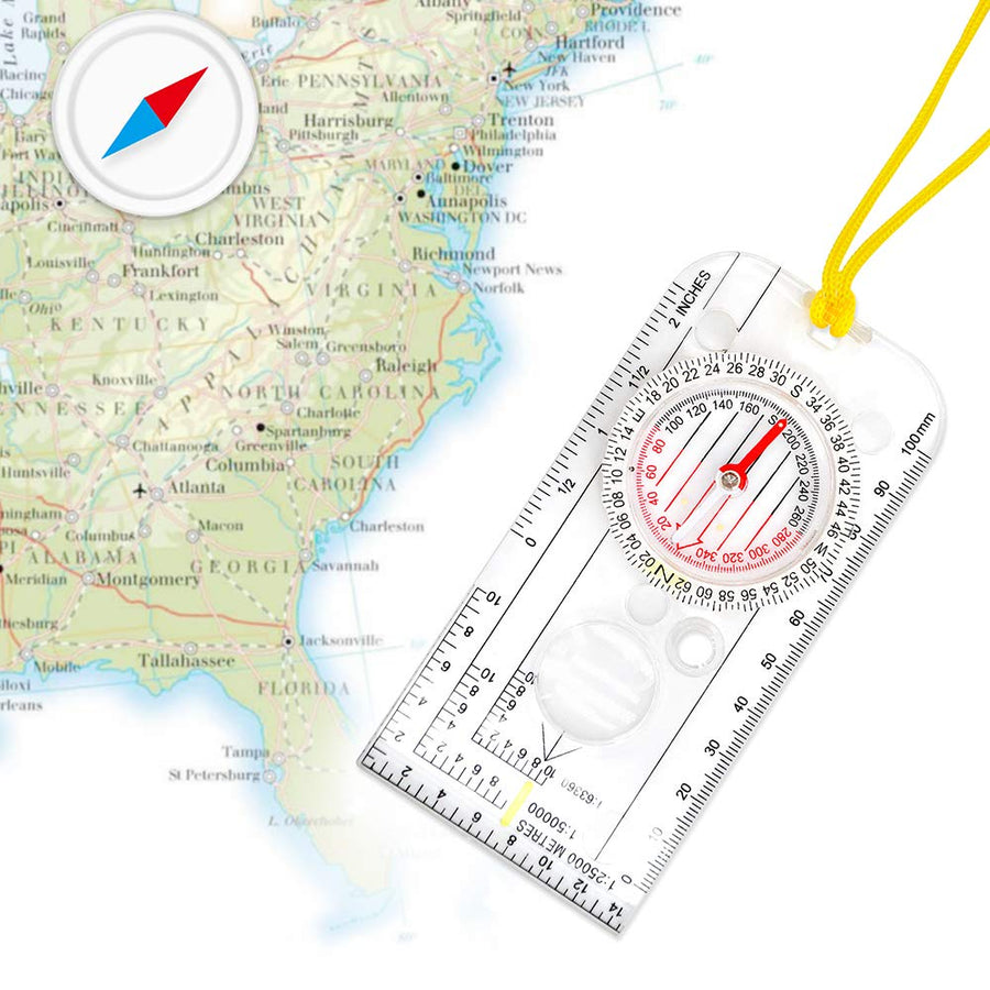 Compass Navigation Explorer/magnetic Compass for Expedition Map reading,Lightweight Map Ruler,Compass with Adjustable Declination for Orienteering and Survival Mountaineering or Hiking Essential