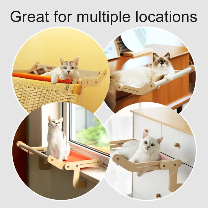 Cat Window Perch Cat Window Hammock Seat for Indoor Cats Sturdy Adjustable Steady Cat Bed Providing All-Around Sunbath Space Saving Washable Holds Up to 40 lbs