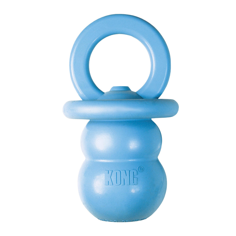 Puppy Binkie - Pacifier Dog Toy for Puppies - Stuffable Treat Chew Toy for Treats - Durable Natural Rubber for Teething Puppy - for Small Puppies - Blue