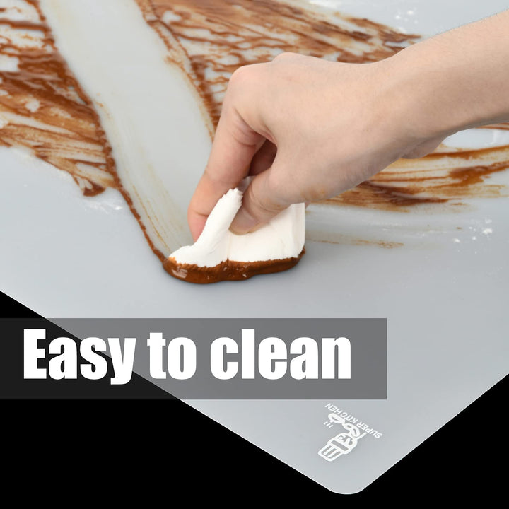 Thick Silicone Counter Mat Large 23.4by15.6, Heat Resistant Mat for Kitchen Table/Countertop Protector/Non Stick Pastry Baking Mat Placemats, Silicone Mat for Crafts Kids, Super Kitchen Clear