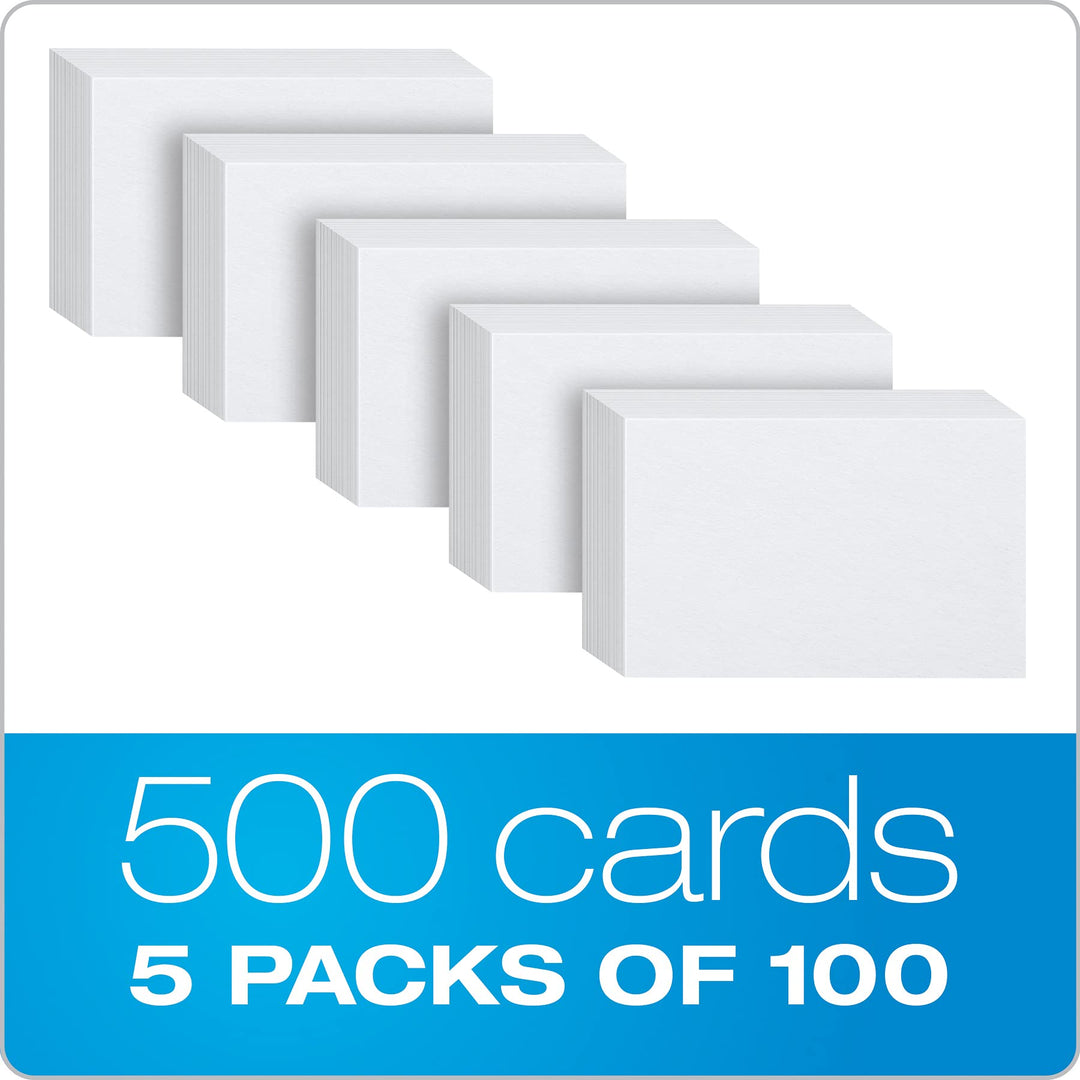 Index Cards, 3 x 5 Inches, White, Blank Notecards, Flashcards for School and Studying, Bulk Pack of Note Cards, 500 Count (5 Packs of 100) (40175)