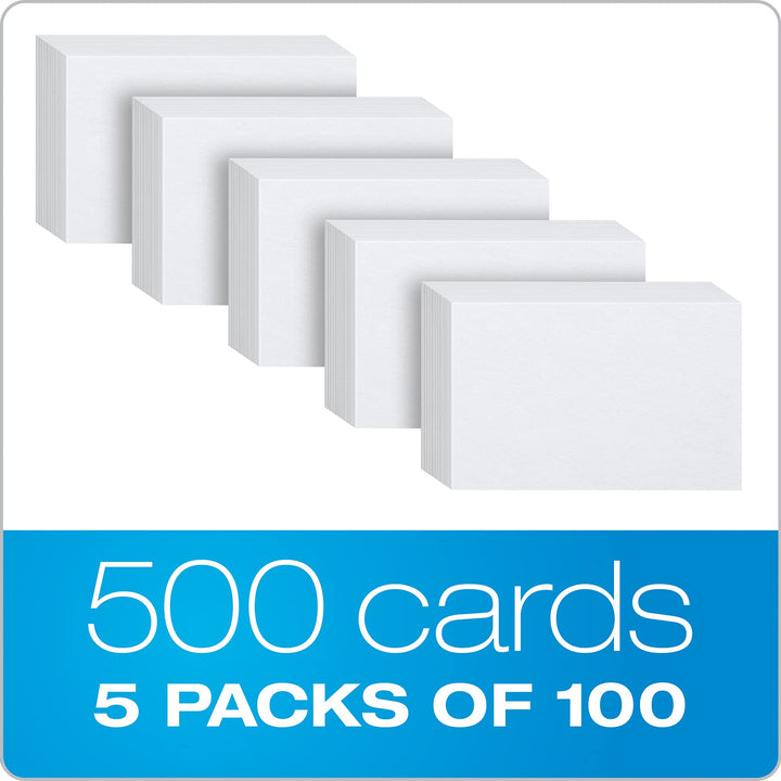 Index Cards, 3 x 5 Inches, White, Blank Notecards, Flashcards for School and Studying, Bulk Pack of Note Cards, 500 Count (5 Packs of 100) (40175)