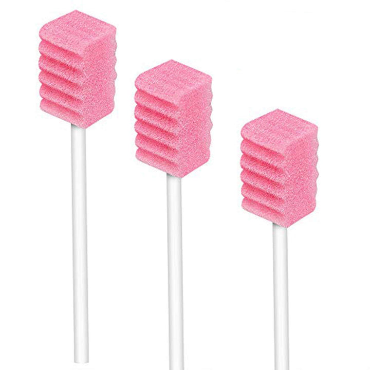 (100 Pack) Disposable Oral Swabs, Sterile Dental Sponge Swabsticks Unflavored for Mouth & Gum Cleaning - Sponge and Paper Rod.