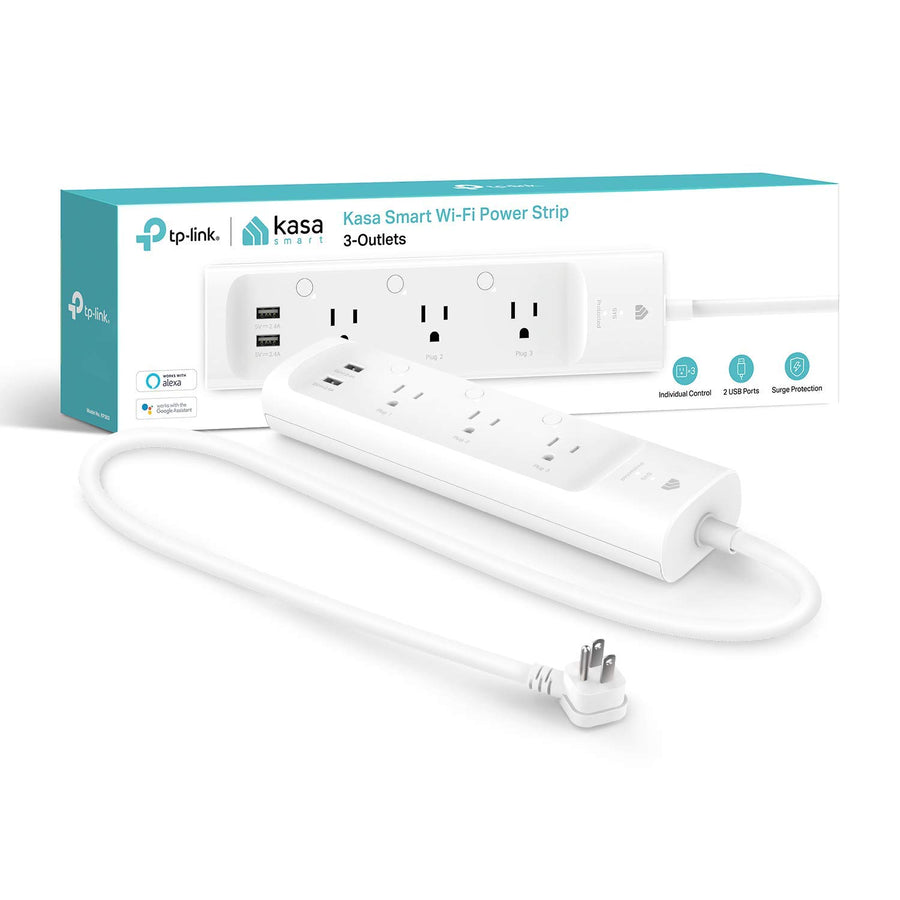Plug Power Strip KP303, Surge Protector with 3 Individually Controlled Smart Outlets and 2 USB Ports, Works with Alexa & Google Home, No Hub Required , White
