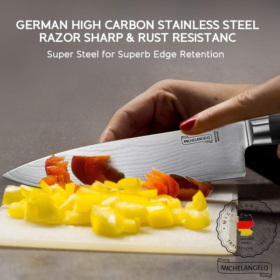 Professional Chef Knife 8 Inch Pro, German High Carbon Stainless Steel with Ergonomic Handle, Japanese Knife, for Kitchen - Inch, Etched Damascus Pattern