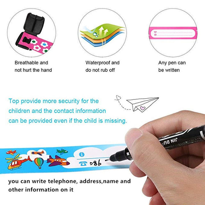 12 pcs Bracelets for Boys ID Wristband,Bracelets for Kids ID Safety Wristbands Infobands Child Travel Event Field Trip, Identification Bracelets Waterproof ID Band Anti Lost ID Wristband