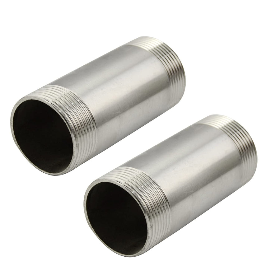 2PCS Stainless Steel Pipe Fitting, 1/2 Male x 1/2 NPT Male Threaded SS304 Nipple Cast Extension Pipe, 8 Length