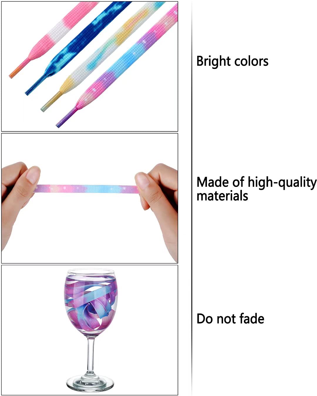 9 Pairs Tie Dye Shoelaces Gradient Colors Shoe Laces in for Tie Dye Sports Shoes Boots Sneakers Skates(46inch)