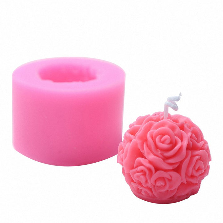 3D Rose Ball Candle Mold - MoldFun Rose Flower Silicone