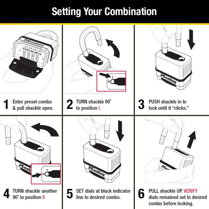 M176XDLH Heavy Duty Outdoor Set Your Own Combination Lock, 1 Pack, Silver