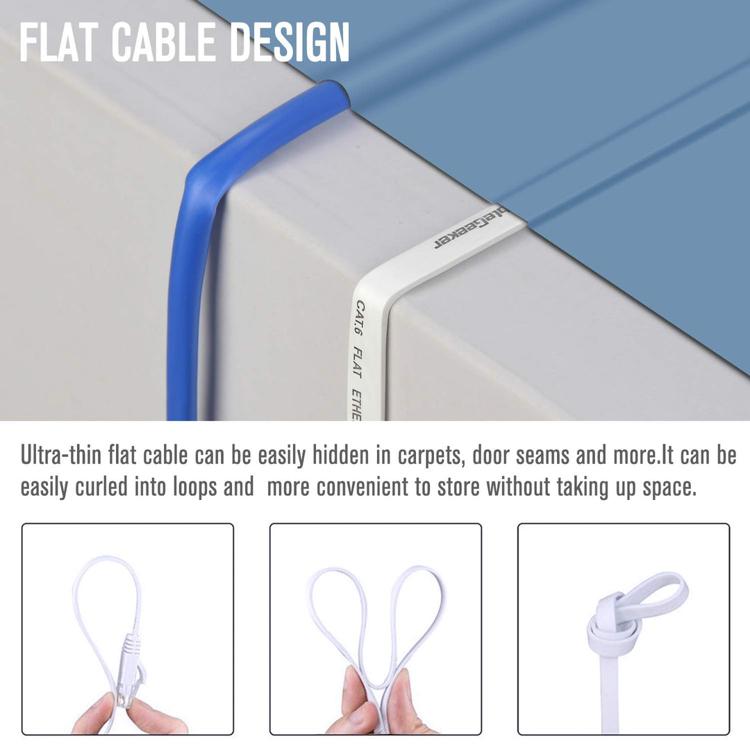 Cat 6 Ethernet Cable 1ft (6 Pack) (at a Cat5e Price but Higher Bandwidth) Flat Internet Network Cable - Cat6 Ethernet Patch Cable Short - White Cat6 Computer Cable with Snagless RJ45 Connectors