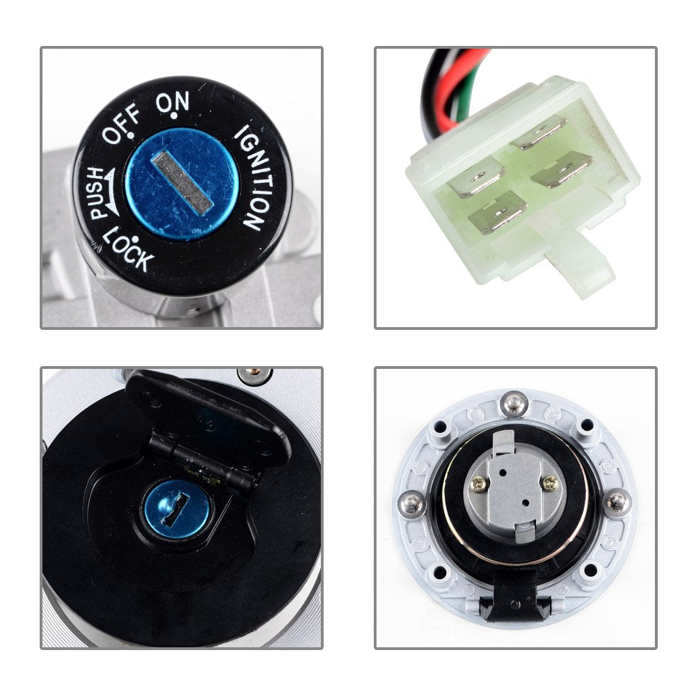 Ignition Switch Gas Fuel Tank Cap w/Keys Compatible with Suzuki GS500 600F RGV 250 GSF 1200 Bandit GSXR 1000 1300 Hayabusa SV650 TL1000R