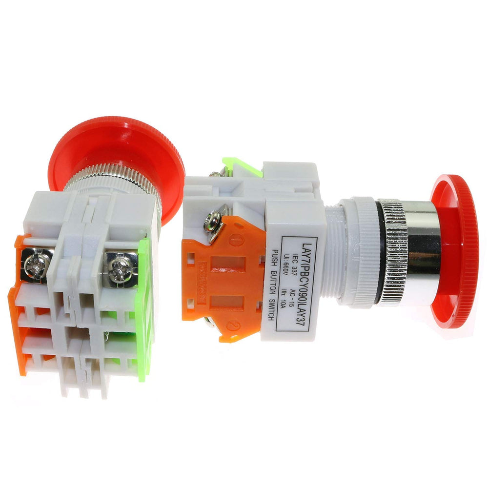 MEETOOT 2pcs Emergency Stop Push Button Switch AC 660V 