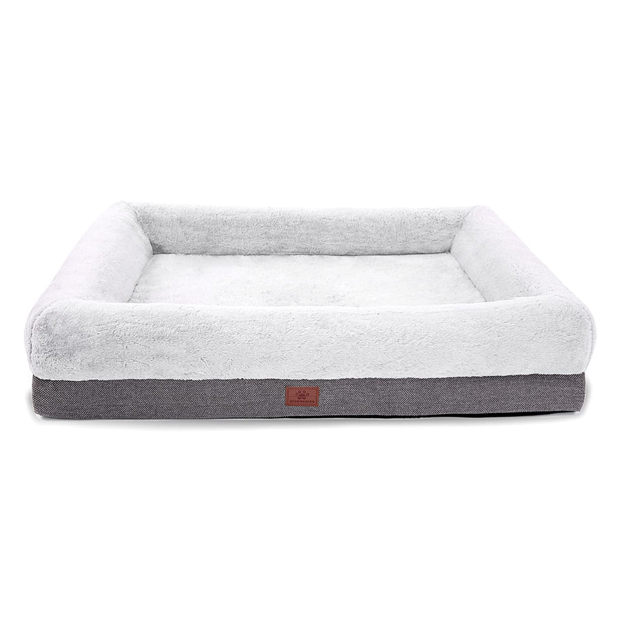 Orthopedic Dog Bed for Large Dogs, Bolster Sides Dogs Sofa Bed with Removable Washable Cover & Non-Skid Bottom, Soft Pet Bed with Egg Foam Dog Couch for Sleeping, 40 x 28 Inch, Gray