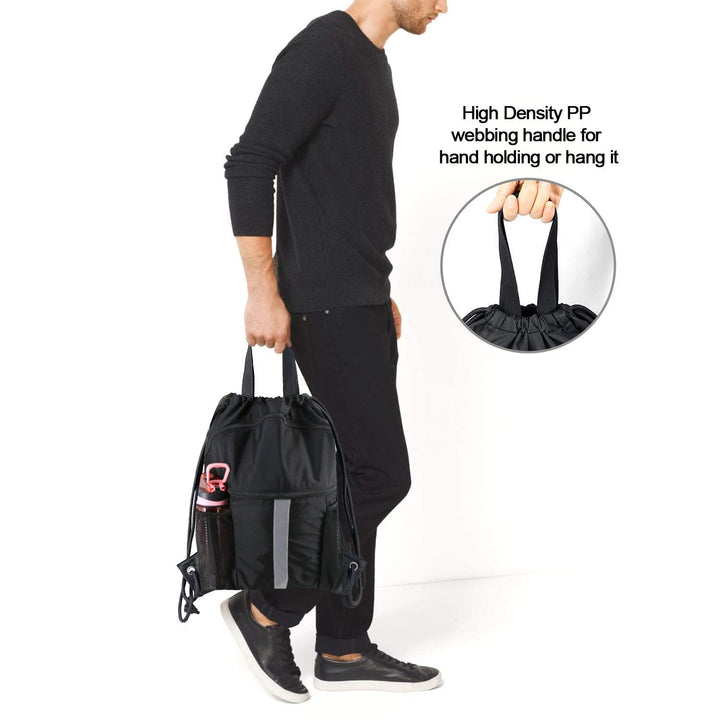 BeeGreen Drawstring Backpack Bag with Shoe Compartment,