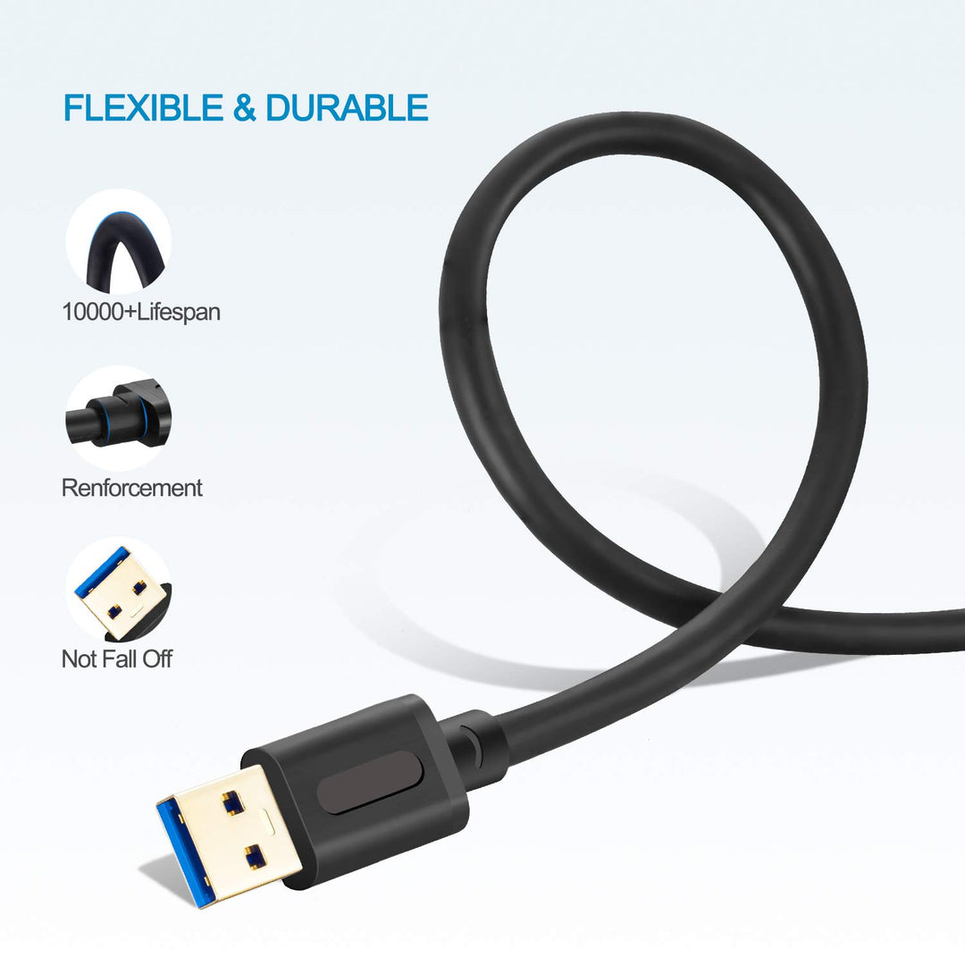 USB 3.0 A to A Male Cable 12Ft,USB to USB Cable USB Male to Male Cable USB Cord with Gold-Plated Connector for Hard Drive Enclosures, DVD Player, Laptop Cooler etc(12Ft/4M)