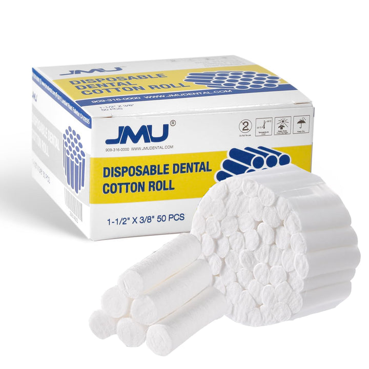 50 Pcs Dental Cotton Rolls #2 1.5 for Mouth, Nosebleed Stopper Plugs Non Sterile