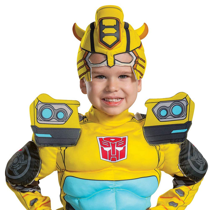 Bumblebee Costume, Toddlers Muscle Transformer Costumes for Boys, Padded Character Jumpsuit, Toddler Size Small (2T) Yellow (104909S)