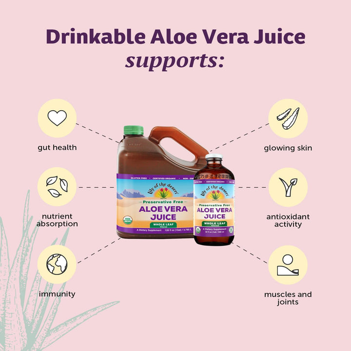 Lily of the Desert Aloe Vera Juice - Whole Leaf Filtered Aloe Vera Drink, Non-GMO Aloe Juice with Natural Digestive Enzymes for Gut Health, Stomach Relief, Wellness, Glowing Skin, 32 Fl Oz (Pack of 2)