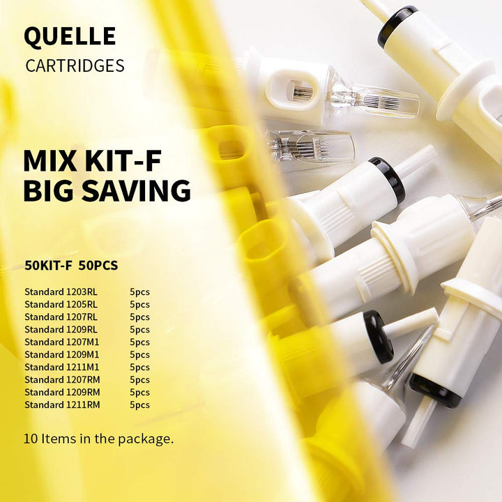 Tattoo Cartridges Needles 50Pcs Mixed #12 Standard Round Liner &amp; Weaved Magnum Shader &amp; Curved/Round Magnum Shader Soft Edge 3RL 5RL 7RL 9RL 7M1 9M1 11M1 7RM 9RM 11RM EN05S-50KIT-F