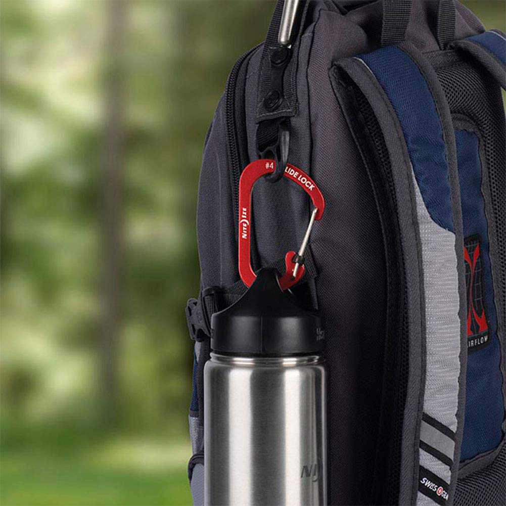 Size-3 S-Biner SlideLock Carabiner, Locking Carabiner Key Chain, Aluminum, Red, 1 Count (Pack of 1)