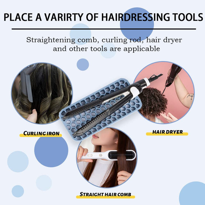 Small Silicone Pad for Curling Iron, Thicker Heat Resistant Silicone Mat for Hair Tools, Portable Hair Styling Tool Rest Holder for Straightener, Hair Dryer, Flat Iron (Pink)