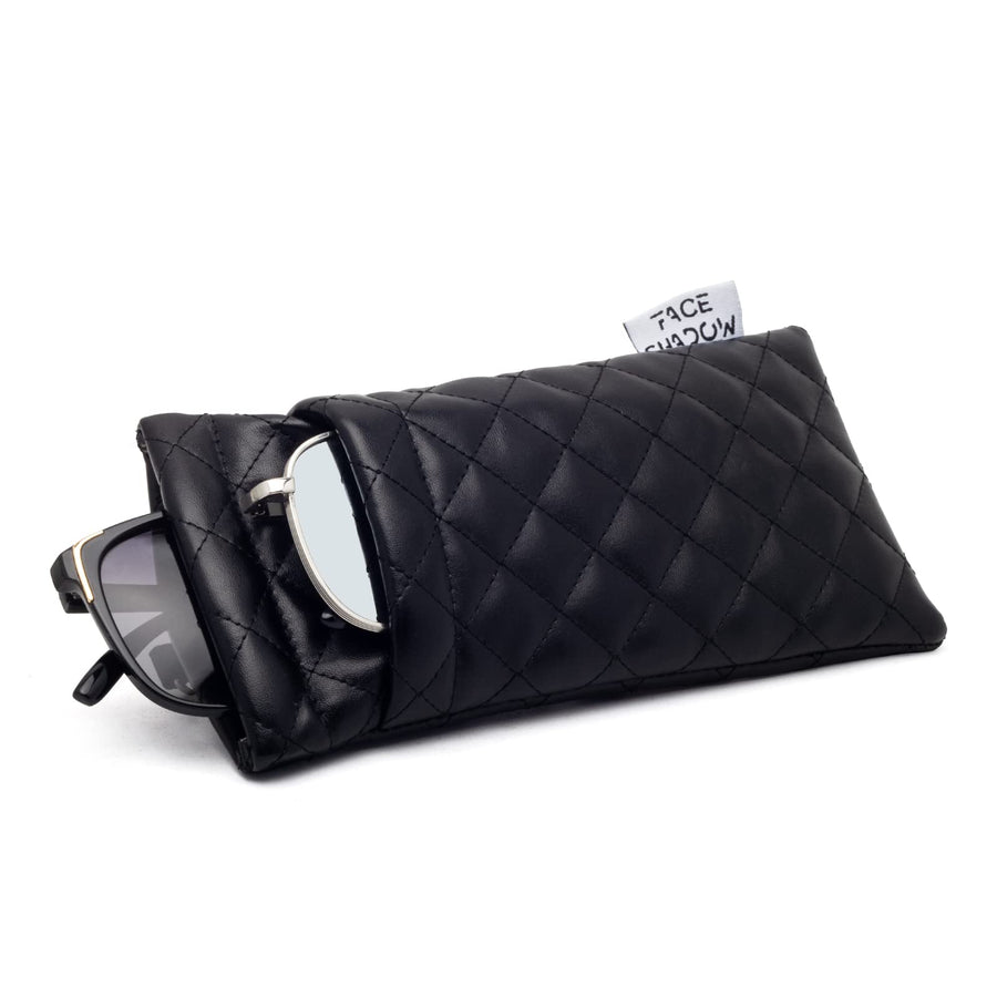 Double Eyeglasses Pouch Large Squeeze Top Microfiber Soft Glasses Case For Women With Cleaning Cloth