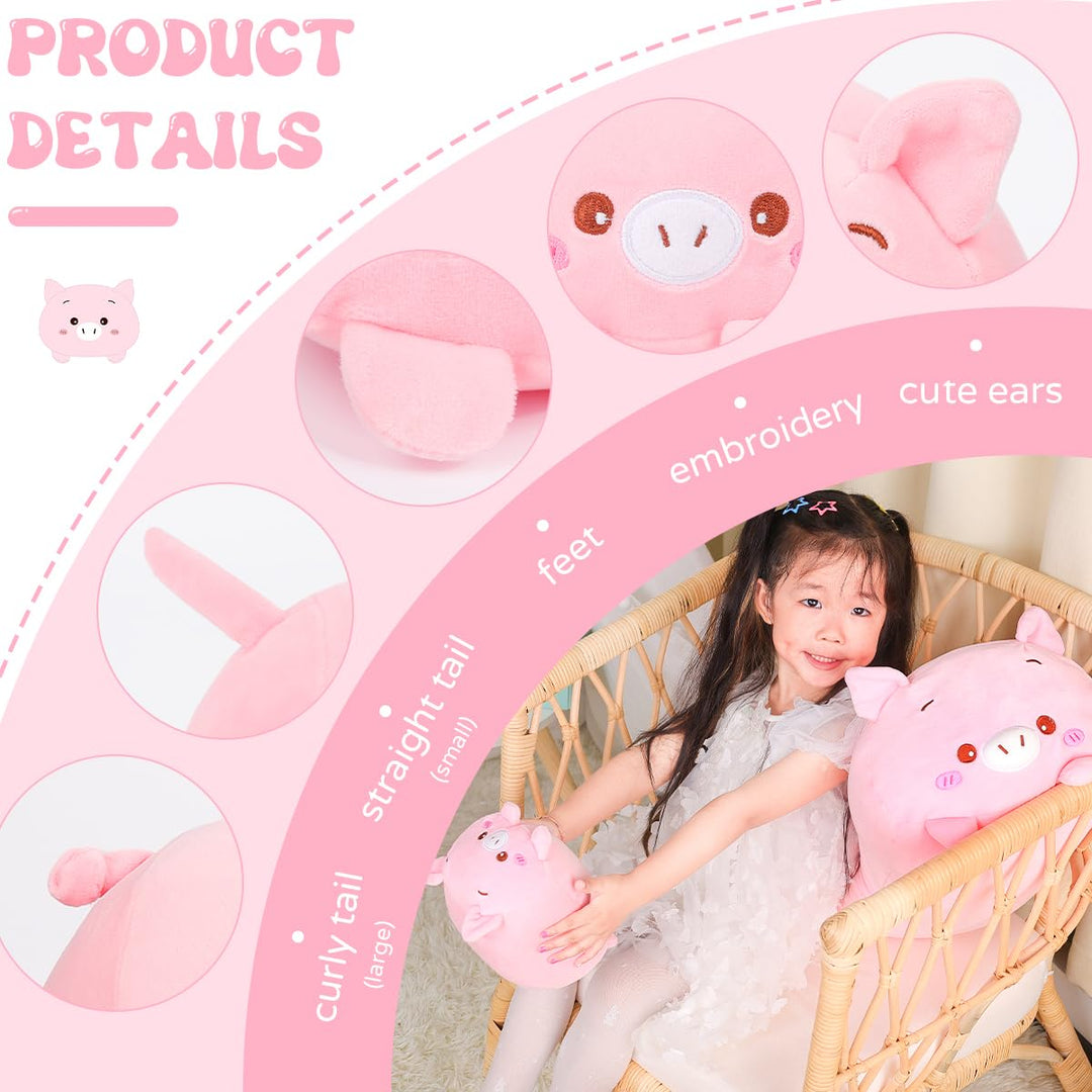 AIXINI 8 inch Cute Pink Pig Plush Stuffed Animal Cylind